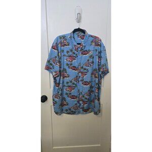 Mens Hawaiian Aloha Shirt 2XL Easy Care Button-Up Beach Scene